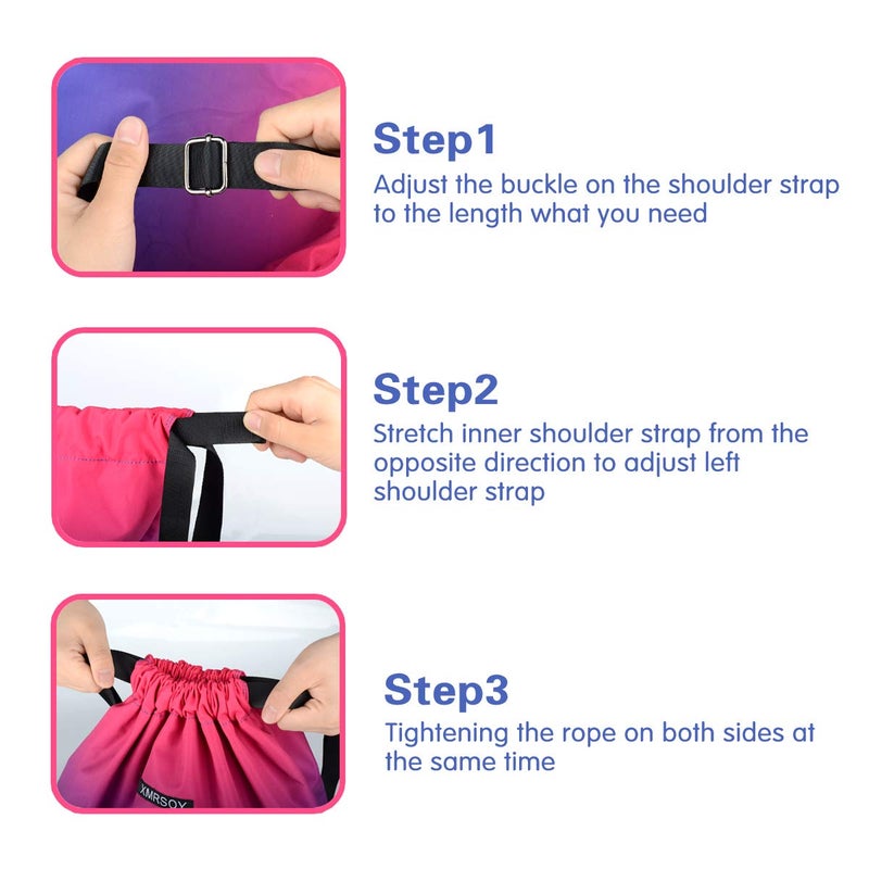 XMRSOY Gym Drawstring Backpack Water Resistant String Bag Nylon Cinch Sport Bag Sackpack - Image 5